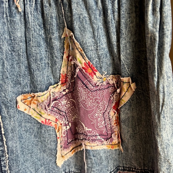 Blue Velvet extreme wide leg patchwork star jeans size small - Picture 4 of 13